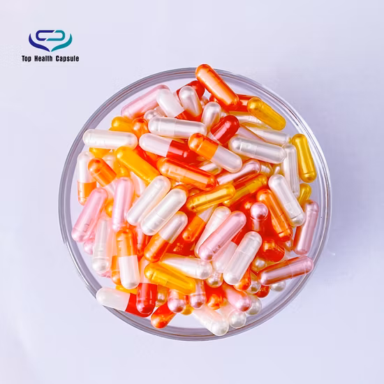 Hala Certificate Pullulan Cápsula vacía con varios colores y diferentes tamaños para el cuidado de la salud